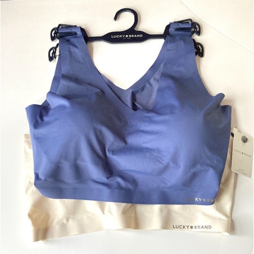 Lucky Brand Laser Lounge Bralette Pair, Size Large, Cream and Periwinkle, NWT